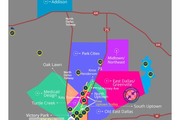 EY Dallas Areas and Attractions Map