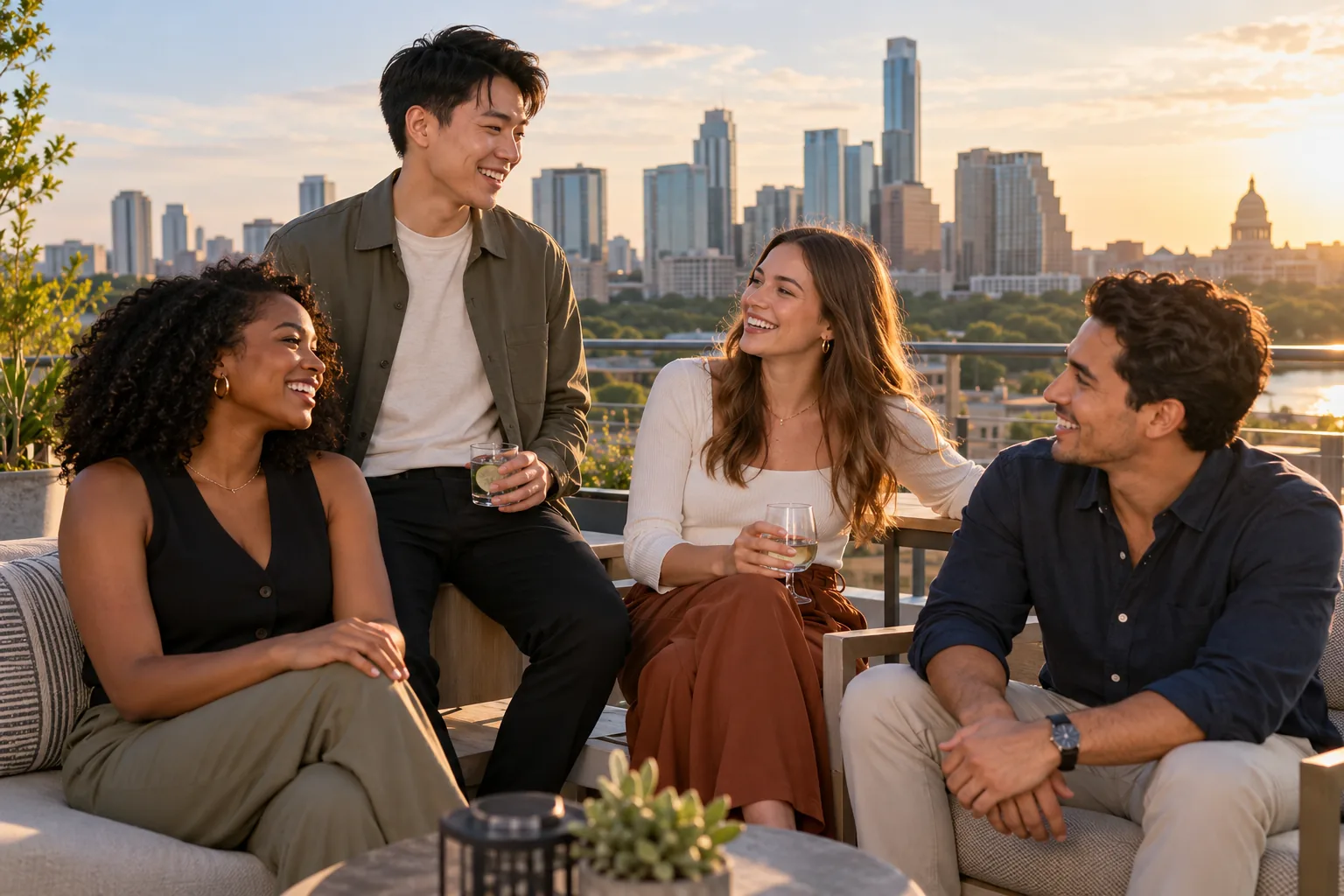 New graduates enjoying their new apartment community