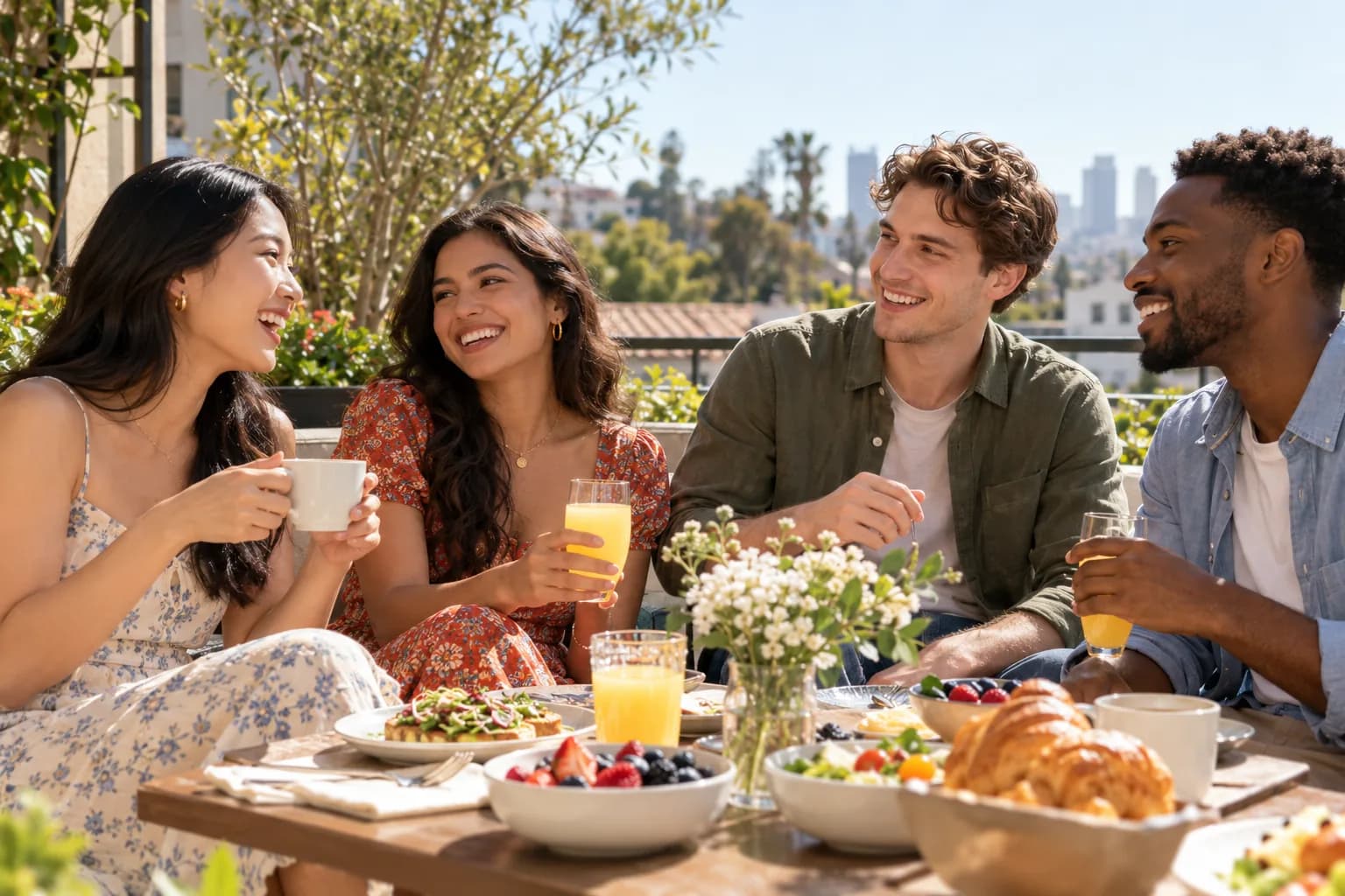 New graduates enjoying weekend brunch