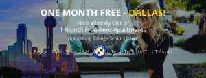 Dallas Apartments offering 1 month free rent weekly report - As of March 22 2018